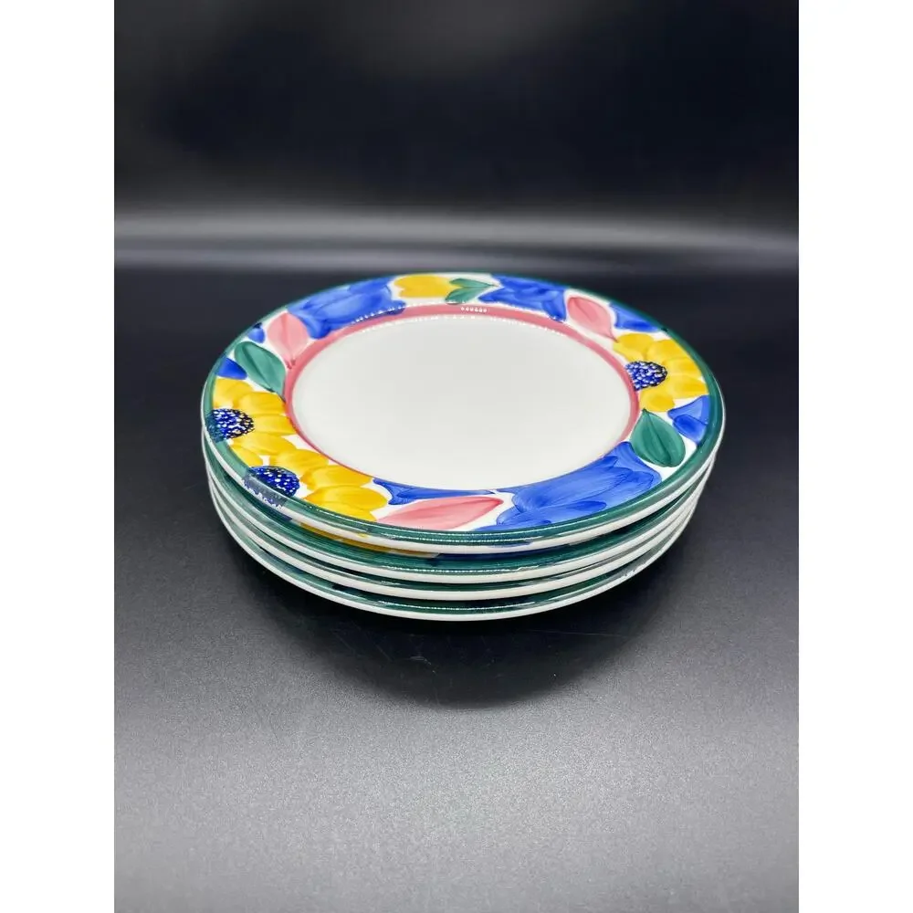 Pier 1 Imports Hand Painted Made in Italy Set of 4 Salad Plates Floral Design 8